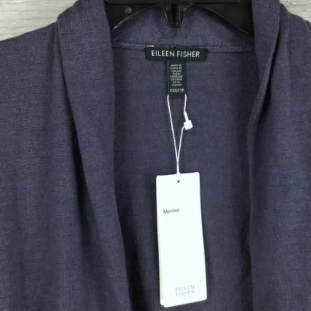 Eileen Fisher Open Front Extra Fine Merino Wool Cardigan Size XXS